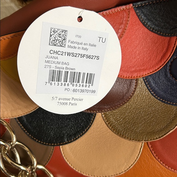 NWT-authentic Chloe JUANA  medium scalloped patchwork bag with gold chain - Picture 8 of 11